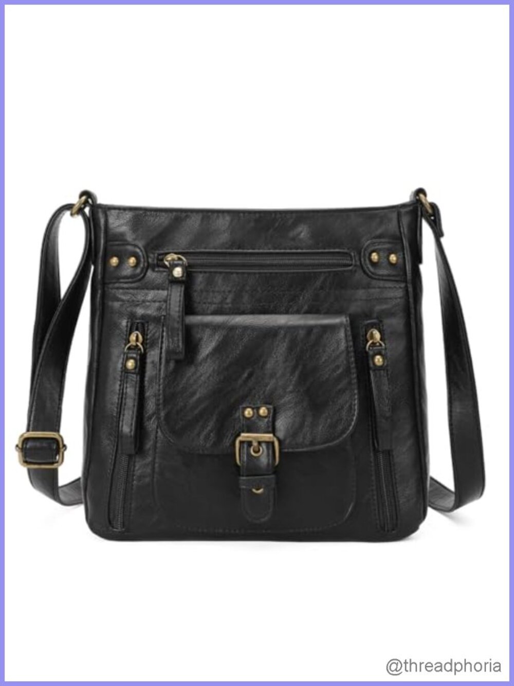 Medium PU Leather Crossbody Handbag Multi-Pocket Adjustable Strap